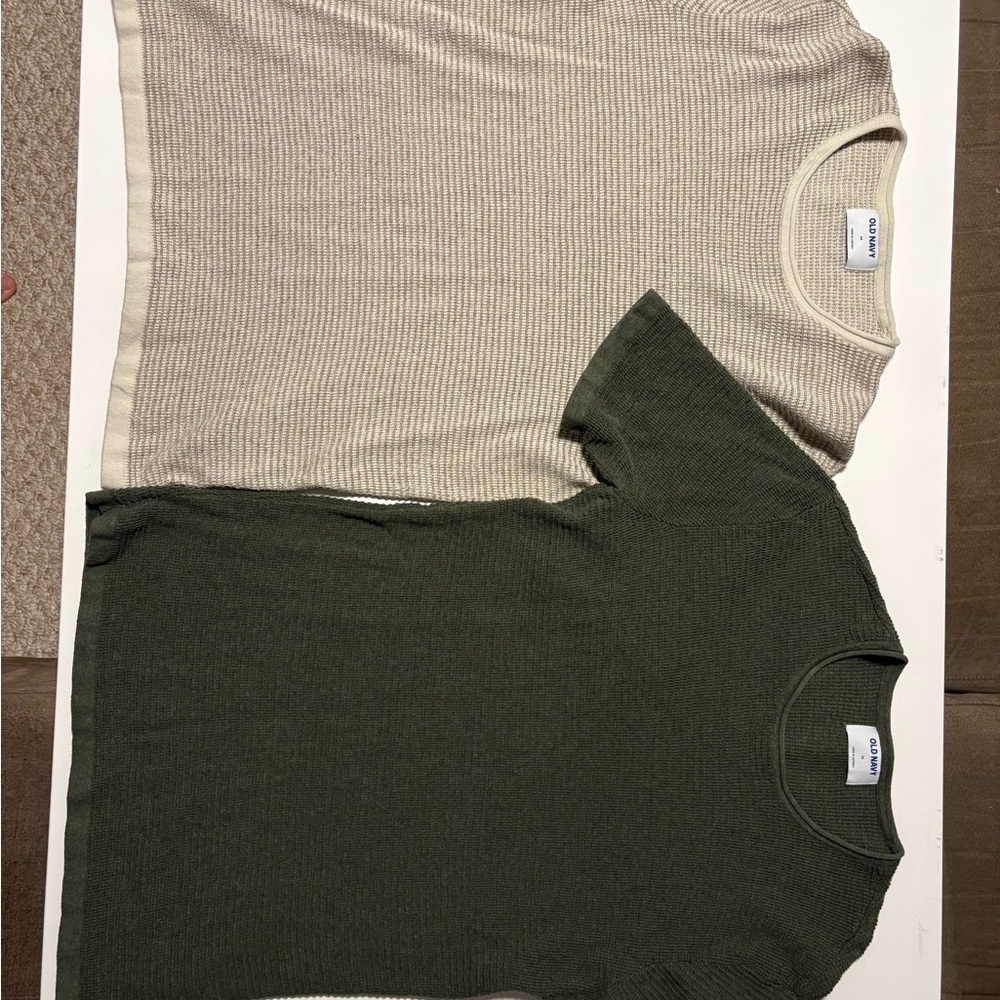Old Navy Short Sleeve Tees - Cream and Olive